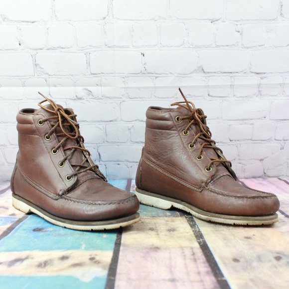 LL BEAN Chukka Lace Up Leather Ankle Boots 7 W - Picture 3 of 9